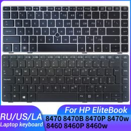 Teclados Nuevos rusos/us/español/latín LAPTOP Keyboard para HP EliteBook 8470b 8470p 8470 8470W 8460 8460p 8460W