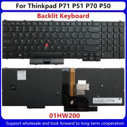 Claviers New US English Backlit Backlight Clavier pour Lenovo Thinkpad P71 P51 P70 P50 OPRODICATION CLAVE BATONLIT 01HW200 00PA288 00PA370