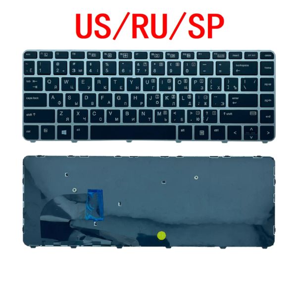 Teclados Nuevos EE. UU. Russian español con la computadora portátil Teclado retroiluminado para HP EliteBook 840 G3 745 G3 745 G4 840 G4 848 G3 Reemplazo de PC de cuaderno