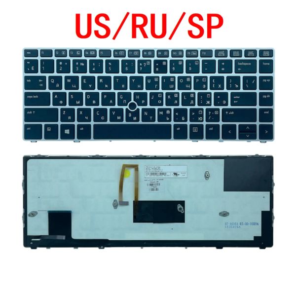 Claviers New US Russian Spanish Spanish ordinateur portable Clavier rétro-éclairé pour HP EliteBook Folio 9470 9470M 9480 9480M