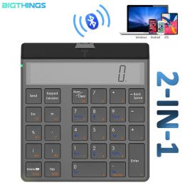 Tecillos Número de teclado Número Teclado Bluetooth 2 en 1 Calculadora electrónica inalámbrica Pantalla LCD para la computadora portátil para Windows ThinkPad