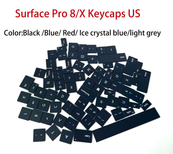 Claviers d'origine pour surface pro8 prox cap key cap cap clavier 1983 1876 ensemble de touches noires gris bleu rouge us