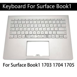 Claviers d'origine Original Used Renovation Silver pour Microsoft Surface Book1 1703 1704 1705 OPTOP CLAVIER US Backlight Topcase Tested Tested Working