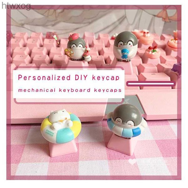 Teclados Pbt, teclas personalizadas de dibujos animados de Anime, lindas teclas de pingüino para teclado mecánico Cherry MX, accesorios de decoración para juegos ESC YQ240123