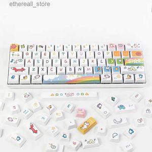 Toetsenborden Gepersonaliseerde Animal Party Printing Witte mechanische sleuteldop Pbt Xda Keycaps voor 61/87/98/104/108 Cross Satellite Shaft-toetsenbord Q231121