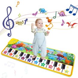 Toetsenborden Piano 110x36cm Muzikale Mat voor Kinderen Peuters Toetsenbord met 8 Dinosaurus Geluiden Baby Tapijt Educatief Speelgoed 231122