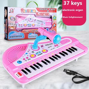 Claviers Piano 37 touches clavier électronique Piano pour enfants avec Microphone Instrument de musique jouets jouet éducatif cadeau pour enfants fille garçon 231204