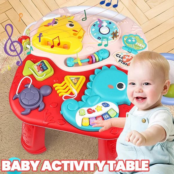 Claviers Piano Table d'activité pour bébé Jouets musicaux Jeux de création de sons pour bébés Jouets sensoriels Mouvement multifonctionnel Développant des jouets éducatifs 231214