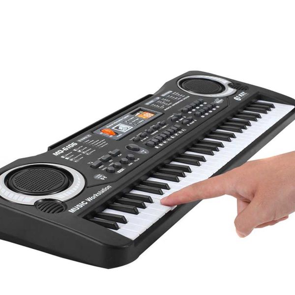 Tecillos Piano Baby Music Sound Toys 61 Key Digital Music Electronic Keyboard Electronic Piano Childrens Gift con micrófono Instrumento de teclado WX5.21
