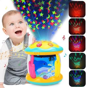 Toetsenborden Piano Babyspeelgoed 6 tot 12 maanden Muzikaal oplichtende buiktijd Babyspeelgoed. Oceaan roterende projector Babycadeaus voor peuters Kinderen 231214