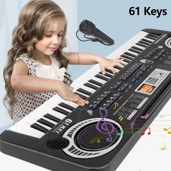 Claviers Piano enfants clavier électronique Portable 61 touches orgue avec Microphone jouets éducatifs Instrument de musique cadeau pour enfant débutant 231124