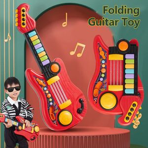 Keyboards Piano Kids Guitar Toy 2 In 1 Folding Musical Instrument Electronic Brain Training Educational Toys Birthday Gift for Girl Boy 231218