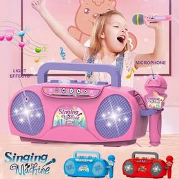 Claviers Piano Enfants Microphone Karaoké Machine Instrument de Musique Jouets avec Lumière Intérieur Extérieur Voyage Jouet Éducatif Cadeau pour Fille Garçon Enfant 231122