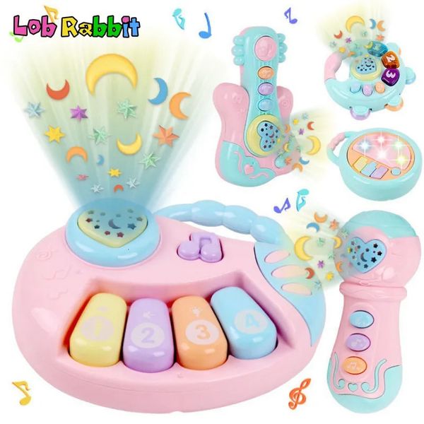 Teclados Piano Montessori Juguetes para bebés 6 12 meses Aprendizaje Educación Instrumento musical Campana de mano Proyector Juego Música Juguete para niños pequeños Regalo 231122