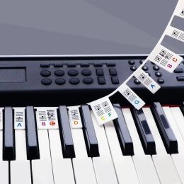 Guide de notes de piano des claviers avec boîte pour débutant, silicone réutilisable 88KEY Full taille amovible Piano Note de notes pour l'apprentissage