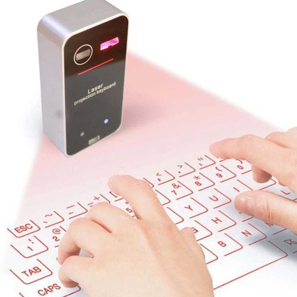Teclados Portátil Bluetooth Virtual Laser Keyboard Proyector inalámbrico Teclado con función de mouse para iphone Tablet Computer Phone G230525