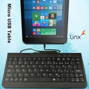 Claviers clavier portable portable Ultrawin adapté à Linx 7/8 / Linx 820 8 pouces Tablette Mini Black English Clavier filaire silencieux + support