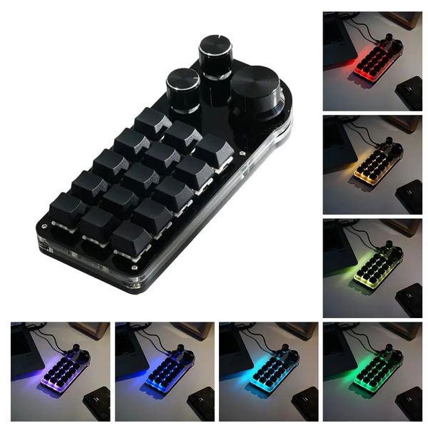 Teclados Programación Macro Personalizado 15 teclas Teclado de 3 perillas RGB Copiar Pegar Mini botón P oshop Teclado para juegos Intercambio mecánico Macropad 231130