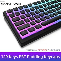 Claviers Pudding Keycaps PBT 129 Clé Double Lens Transparent adapté à 60% 80% 100% Disposition RVB GAME MÉCANIQUE CLAGE OEM FIFICATION DE CONFIGURATION OEMSL2404