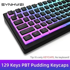 Claviers Pudding PBT Keycaps 129 touches Double Shot translucides pour 60% 80% 100% disposition profil OEM pour clavier de jeu mécanique RVB L240105
