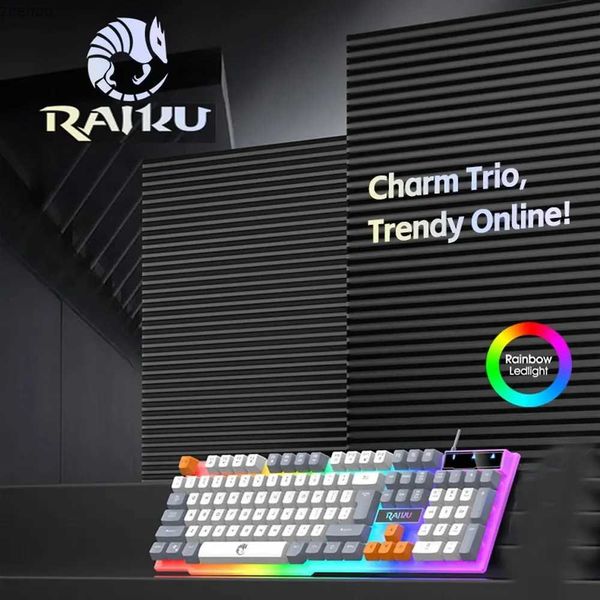 Teclados Raiku K26 Wired 104 Teclado de película delgada para juegos de iluminación de color y oficina en Windows e iOS SystemsL2404