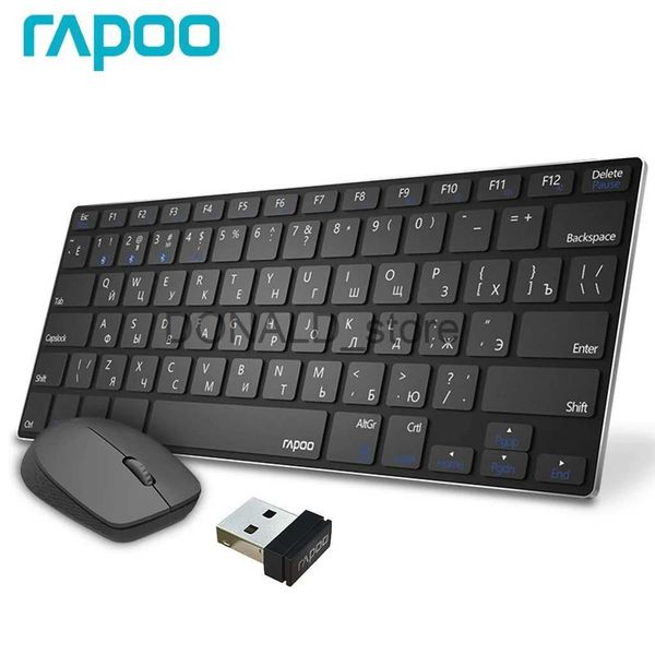 Claviers Rapoo 9000M Mini multi-mode silencieux en alliage sans fil clavier souris optique Combo connecter à 3 appareils disposition anglaise/russe J240117