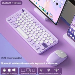 Claviers clavier Bluetooth rechargeable Ensemble de souris pour ordinateur portable 2.4G USB Clavier sans fil et combo de souris pour la tablette de téléphone portable iPad