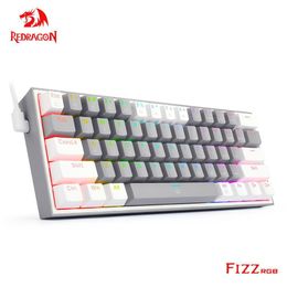 Toetsenboards Redragon Fizz K617 RGB USB Mini Mechanische gaming Wired Toetsenbord Rode schakelaar 61 Key Gamer voor computer PC Laptop Detachable Cable 230206