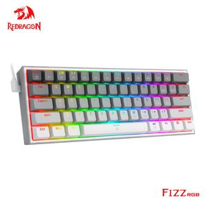 Claviers REDRAGON Fizz K617 RGB USB Mini clavier filaire de jeu mécanique Commutateur rouge 61 touches Gamer pour ordinateur PC portable câble détachable 230712