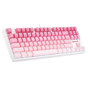 Toetsenborden Redragon K576W GP DAKSA TKL Bedraad mechanisch toetsenbord 87 toetsen Gradiënt PBT Keycap Rode schakelaar Roze 231117