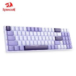 Claviers REDRAGON K608 Pro mince USB clavier de jeu mécanique support Bluetooth 5 0 sans fil 2 4G 3 mode 78 touches pour ordinateur portable 231117