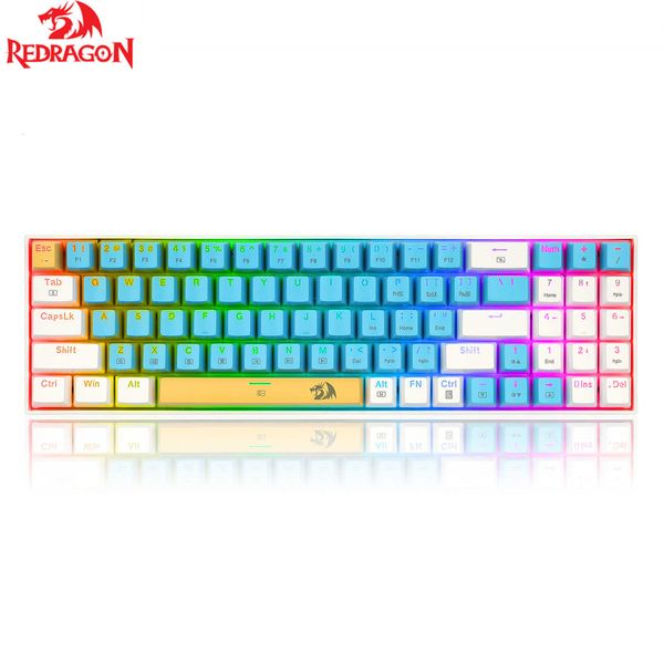 Teclados Redragon k688 Teclado mecánico Interruptor rojo azul Iluminación RGB con 78 teclas Teclas PBT para PC Tablet Desktop Gamer G230525