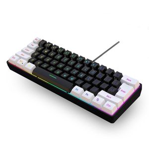 Claviers RGB rétro-éclairé clavier ultracompact mini fonction composée de jeu V700WB filaire 61 touches multicolores 230109
