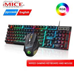 Toetsenborden RGB Gaming-toetsenbord Gamer-toetsenbord en muisset met achtergrondverlichting USB 104 keycaps Bedraad Ergonomisch Russisch toetsenbord voor pc-laptop Q231121