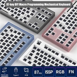 Claviers RGB LED Clavier Mécanique pour Flesports MK870 Programmable Interchangeable DIY Type C FL CMMK Arbre Satellite PC Kit 230706