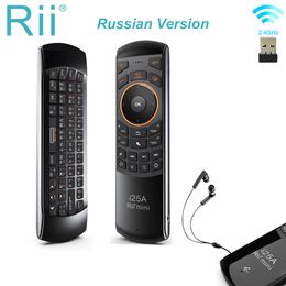 Claviers Rii i25A 2.4G Mini clavier sans fil universel Air Mouse télécommande avec prise écouteur pour Smart TV Android Box Fire 221027