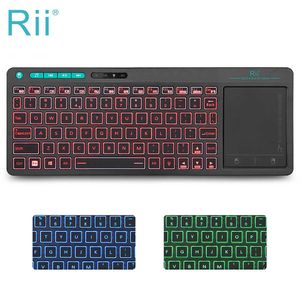 Claviers Rii K18 Plus Multimédia sans fil Anglais Russe Français Clavier Hébreu 3-LED Couleur Rétroéclairé avec Multi-Touch pour TV Box PC T230215