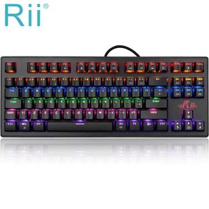 Claviers Rii Clavier mécanique Gaming Blue Switch USB RGB / Mix Clavier rétroéclairé 87/104 teclado gamer mecanico Pour ordinateur portable PC T230215