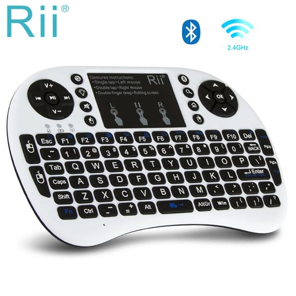 Claviers RII Mini Keyboard Bluetooth avec touche TouchPad Backlit Portable 2,4 GHz Clavier sans fil pour smartphones ordinateur portable / PC / Windows / Mac / TV Box