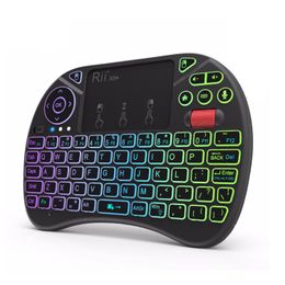 Teclados Rii X8 Mini teclado con panel táctil para Android TV Box Smart TVPCIPAD Búsqueda de voz LED retroiluminado Ruus Teclado inalámbrico 230518