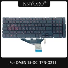 Keyboards RU Layout Red Backlit Clavier pour HP Omen 15DC 15DC0005TX TPNQ211 ordinateur portable Clavier anglais LA / UK avec remplacement de rétroéclairage