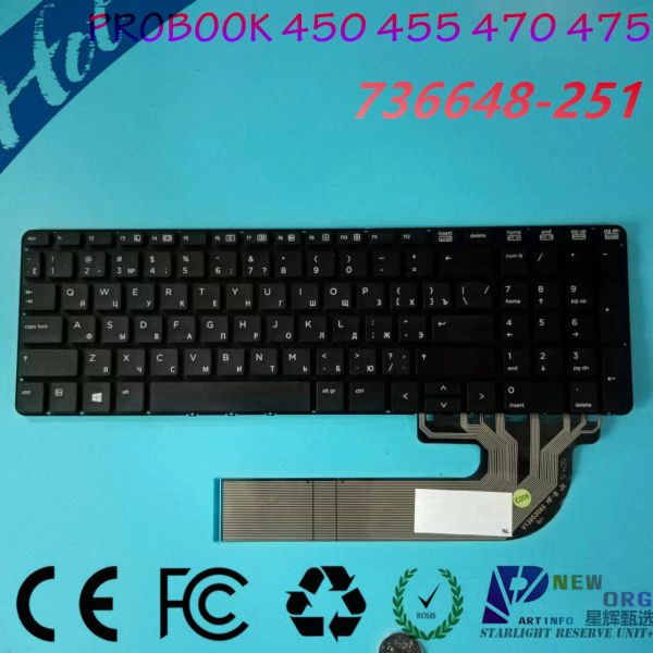 Clavards Ru / Ur / GK clavier pour ordinateur portable pour HP Probook 450 455 G1 G2 470 475 G1 G2 S15 S17 Série WO Frame Black 736648251