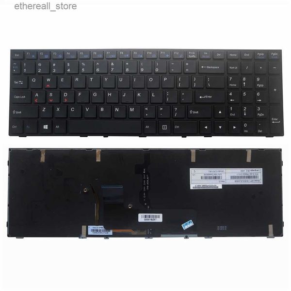 Claviers Clavier rétro-éclairé RU US pour Clevo N150SD N151SC N155SD N170RD N150CU N150ZU claviers rétro-éclairé anglais russe 6-80-P6500-013-1 Q231121