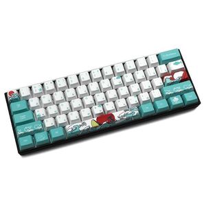 Toetsenborden Russisch 71 Keys Sea Coral Ukiyo-e Keycap Dye Sublimation OEM Mechanische toetsenbord Keycap voor GH60 XD64 DZ60 GK61 GK64 T230215