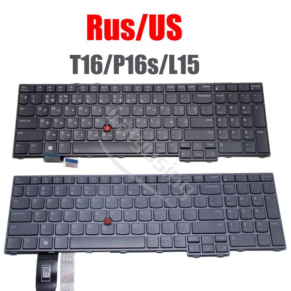 Teclados Russian EE. UU. Teclado para Lenovo ThinkPad T16 Gen 1 P16S Gen 1, L15 Gen 3 con retroiluminación