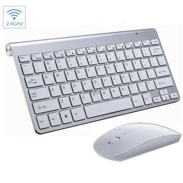 Claviers Version russe 2.4g clavier et souris sans fil ergonomie Portable pleine taille Interface USB haut de gamme mode argenté WhiteL240105