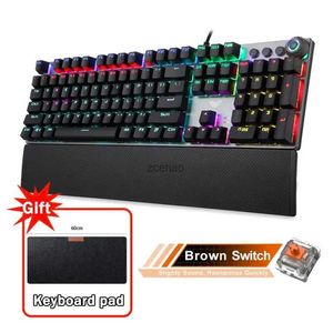 Toetsenborden RYRA Gaming Mechanisch toetsenbord 108 toetsen Bekabelde toetsenborden Groen Zwart Thee As RGB Met Handsteun Voor Esports PC Computer GamerL240105