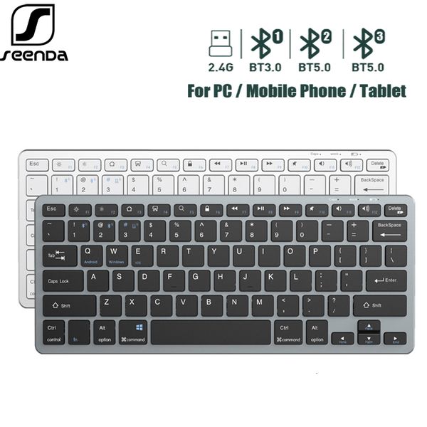 Claviers SeenDa Clavier Bluetooth Multi-Device Wireless Keyboard Mini Bluetooth 5.0 2.4G Wireless Keyboard Compatible avec Mac Laptop 230715