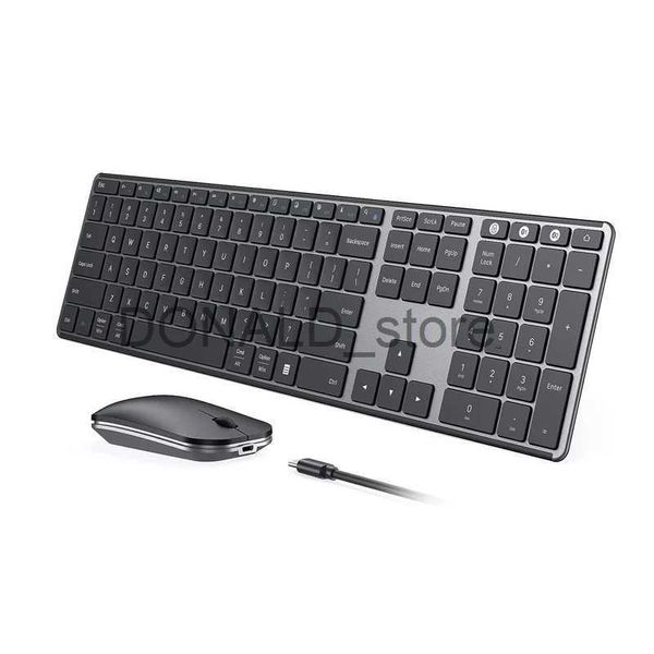 Teclados Seenda Combo inalámbrico de teclado y mouse Bluetooth Teclados y mouse delgados recargables para múltiples dispositivos para Win MacBook Pro Air J240117