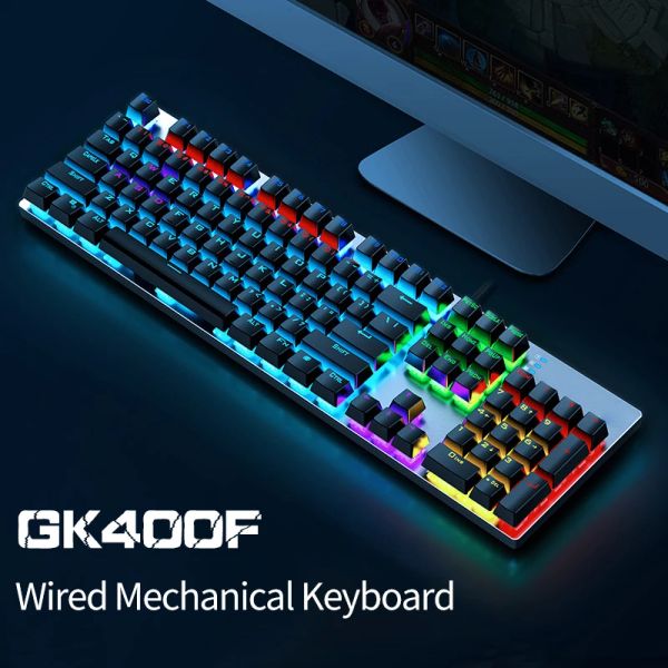 Claviers Shizhixin GK400f Gamie de clavier filaire mécanique Punk Keyboard USB GAME WIRED 104 touches mixtes Lumière pour HP Office PC Gamer